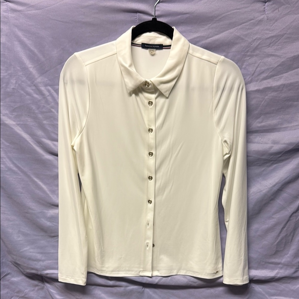Tommy Hilfiger Cream Long Sleeve Button Down Shirt